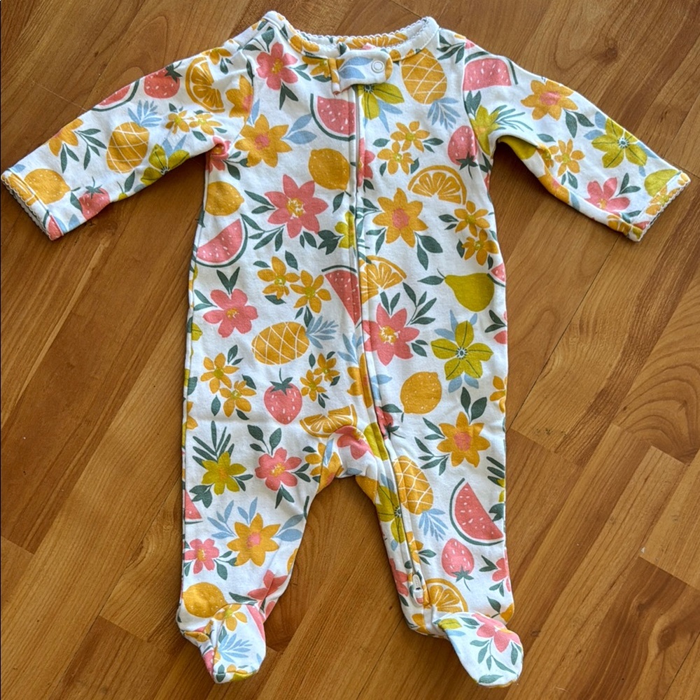 Floral Fruit Print Kids One Piece